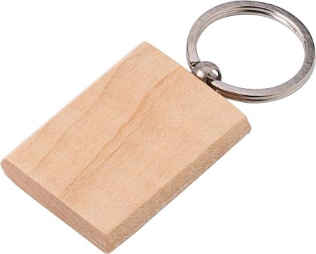 Llavero cuadrado de madera con anilla