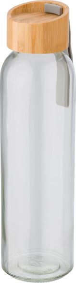 Botella vidrio 500 ml con tapón bambú