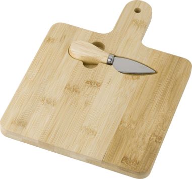 Tabla quesos bambú con cuchillo encajado