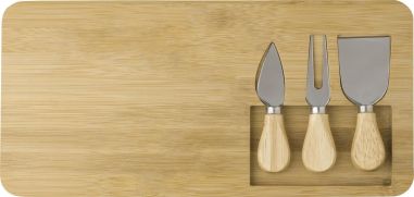 Tabla quesos bambú con 3 utensilios