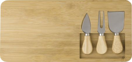 Tabla quesos bambú con 3 utensilios