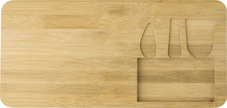 Tabla quesos bambú con 3 utensilios