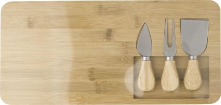 Tabla quesos bambú con 3 utensilios