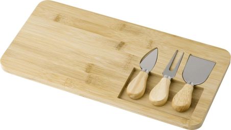 Tabla quesos bambú con 3 utensilios
