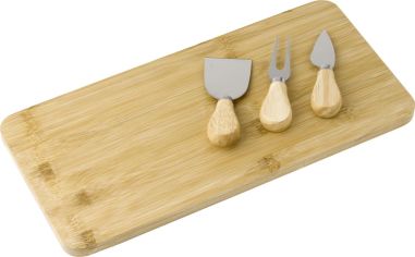 Tabla quesos bambú con 3 utensilios