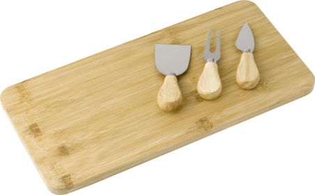 Tabla quesos bambú con 3 utensilios