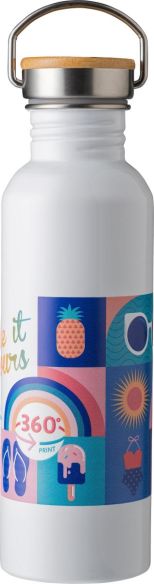 Botella acero inox 700 ml con bambú y asa