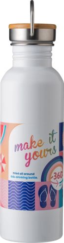 Botella acero inox 700 ml con bambú y asa
