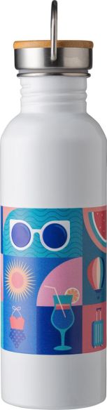 Botella acero inox 700 ml con bambú y asa