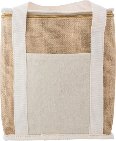 Bolsa nevera de yute con bolsillo de algodón