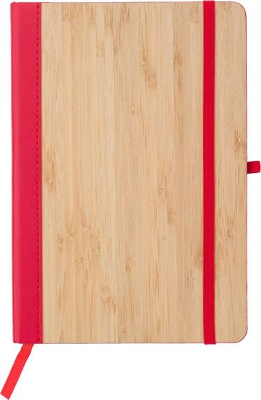 Cuaderno bambú PU A5 96 páginas rayadas banda elástica