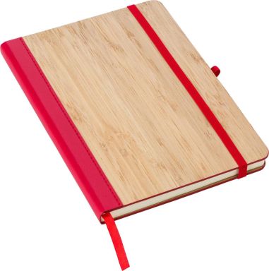 Cuaderno bambú PU A5 96 páginas rayadas banda elástica