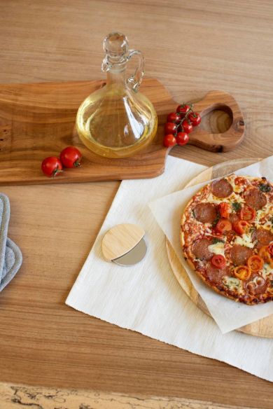 Cortapizza bambú con hoja acero inoxidable