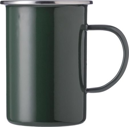 Taza esmaltada 450 ml borde acero inoxidable