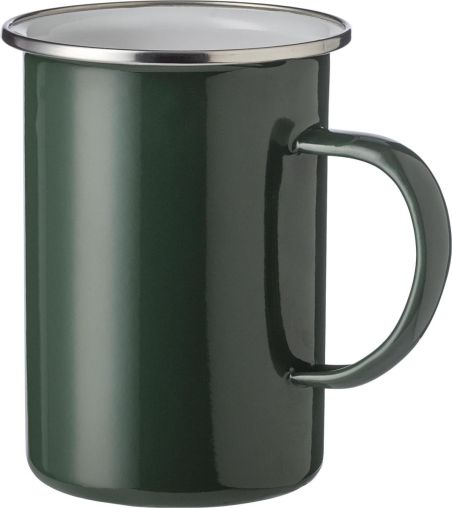Taza esmaltada 450 ml borde acero inoxidable