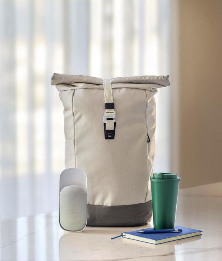 Mochila rolltop RPET 600D con doble cremallera