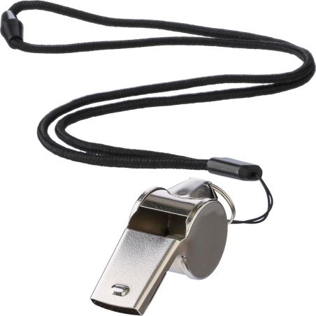 Silbato metal con cordón y hebilla