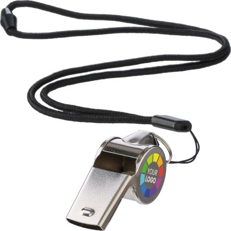 Silbato metal con cordón y hebilla