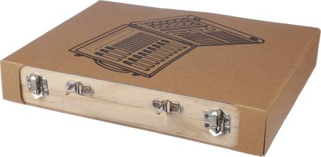 Estuche madera pino con set dibujo 66 piezas