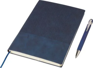 Set libreta PU reciclado y bolígrafo aluminio