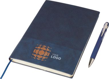 Set libreta PU reciclado y bolígrafo aluminio