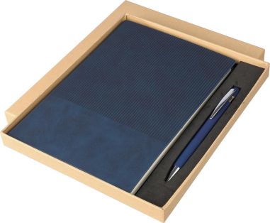 Set libreta PU reciclado y bolígrafo aluminio