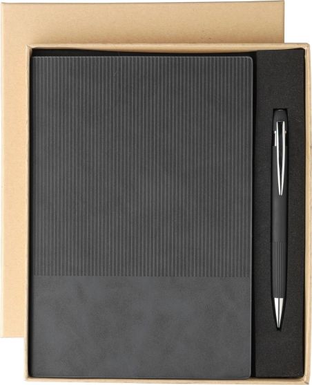 Set de cuaderno de PU reciclado (A5) y bolígrafo Ecológico Personalizado 101274009