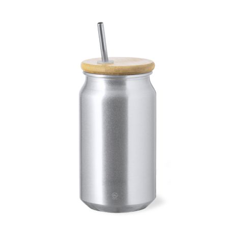 Vaso aluminio reciclado 430 ml con pajita