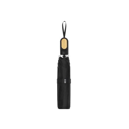 Paraguas plegable pongee RPET 97cm antiviento bambú funda