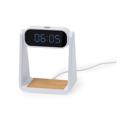 Reloj multifunción bambú ABS cargador inalámbrico 10W LEDs