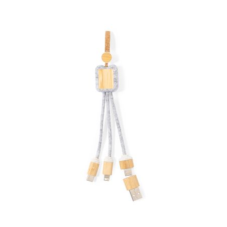 Cable cargador bambú fieltro RPET Tipo-C Lightning kraft