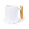 Taza cerámica 480 ml asa bambú caja kraft blanco LFGB FSC - Imagen 1