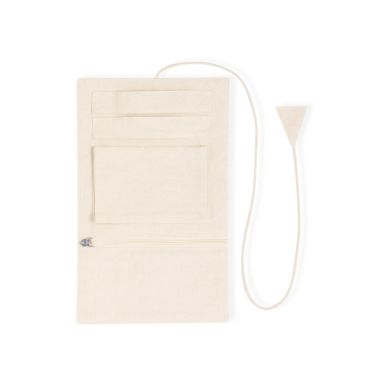 Joyero plegable algodón natural 3 partes cordón bolsillos