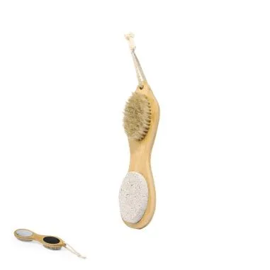 Cepillo exfoliante madera natural 4 funciones piedra lija