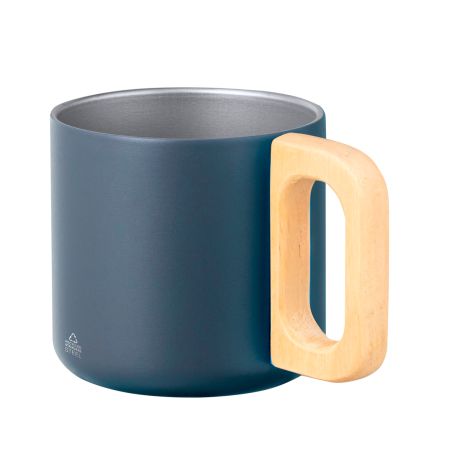 Taza acero inox reciclado 400 ml asa madera