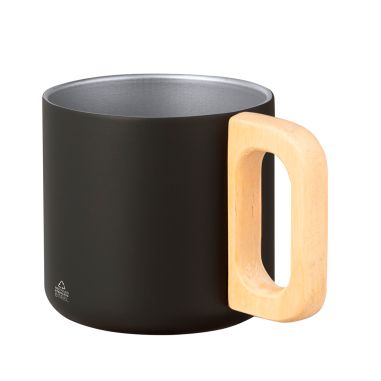 Taza acero inox reciclado 400 ml asa madera