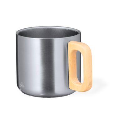 Taza acero inox reciclado 400 ml asa madera