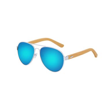 Gafas sol metal bambú UV400 espejo