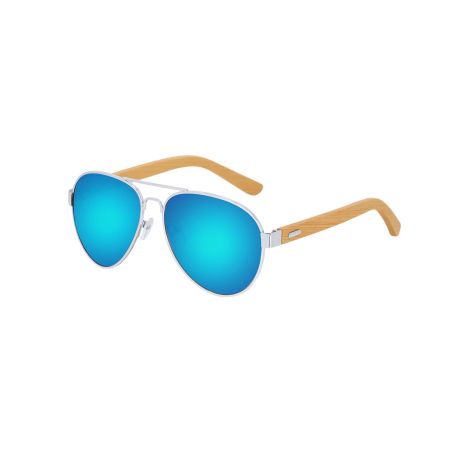 Gafas sol metal bambú UV400 espejo