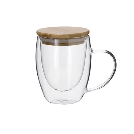 Taza borosilicato 300 ml tapa bambú