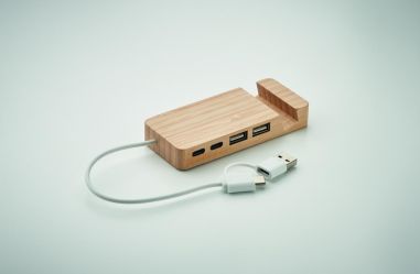 HUB USB de 4 puertos de bambú Ecológico...