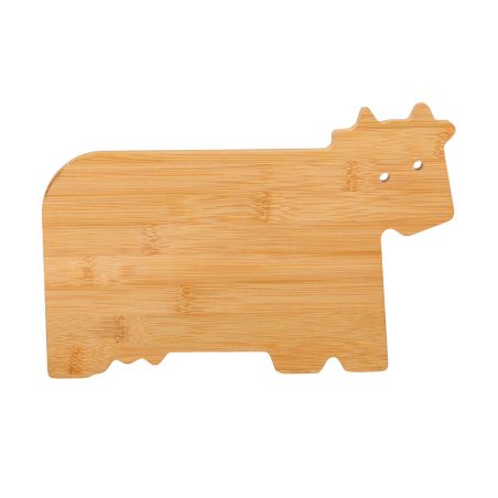 Tabla de cocina de bambú con forma de vaca