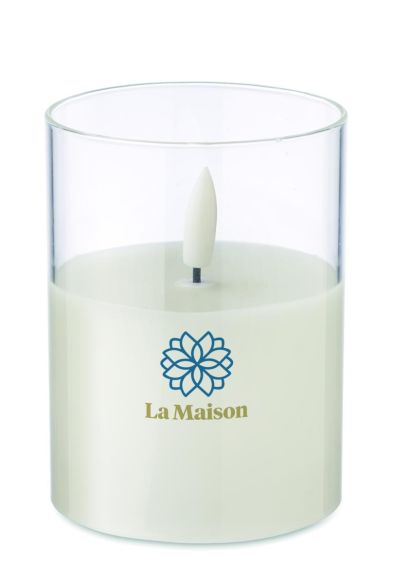 Vela cera LED soporte cristal Ecológica Personalizada 7MO2366