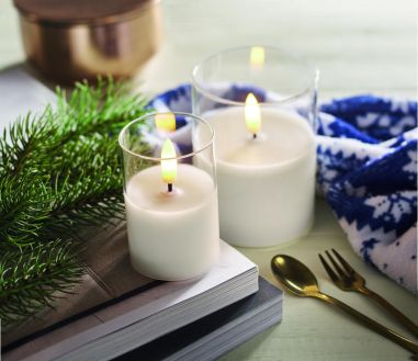 Vela cera LED soporte cristal Ecológica...