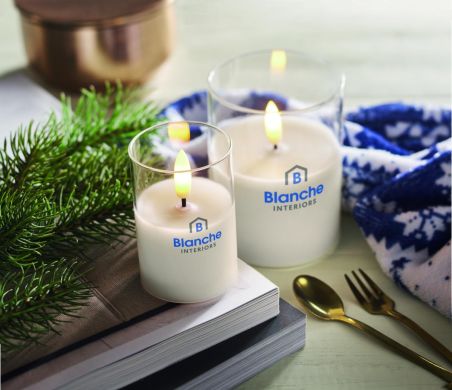 Vela cera LED soporte cristal Ecológica Personalizada 7MO2366