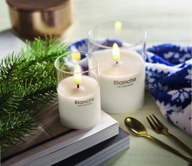 Vela cera LED soporte cristal Ecológica...