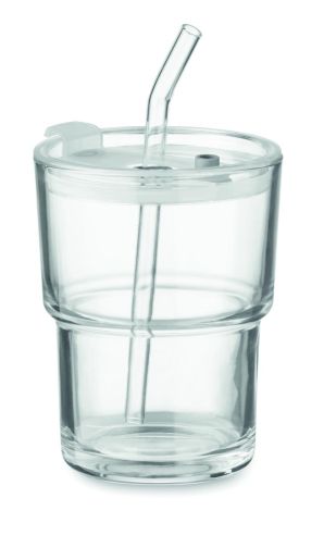Vaso de cristal con pajita 400m Ecológico...