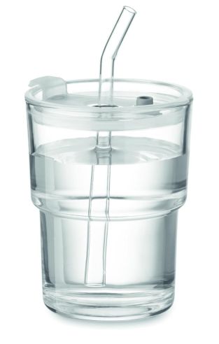 Vaso de cristal con pajita 400m Ecológico...
