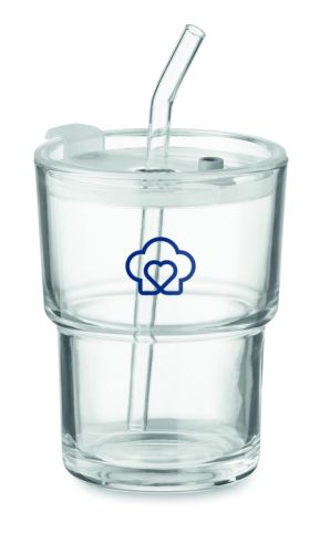 Vaso de cristal con pajita 400m Ecológico...