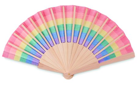 Abanico de madera rainbow Ecológico Personalizado 7MO6446